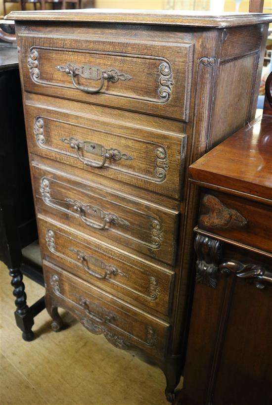 French oak chest of 5 drawers